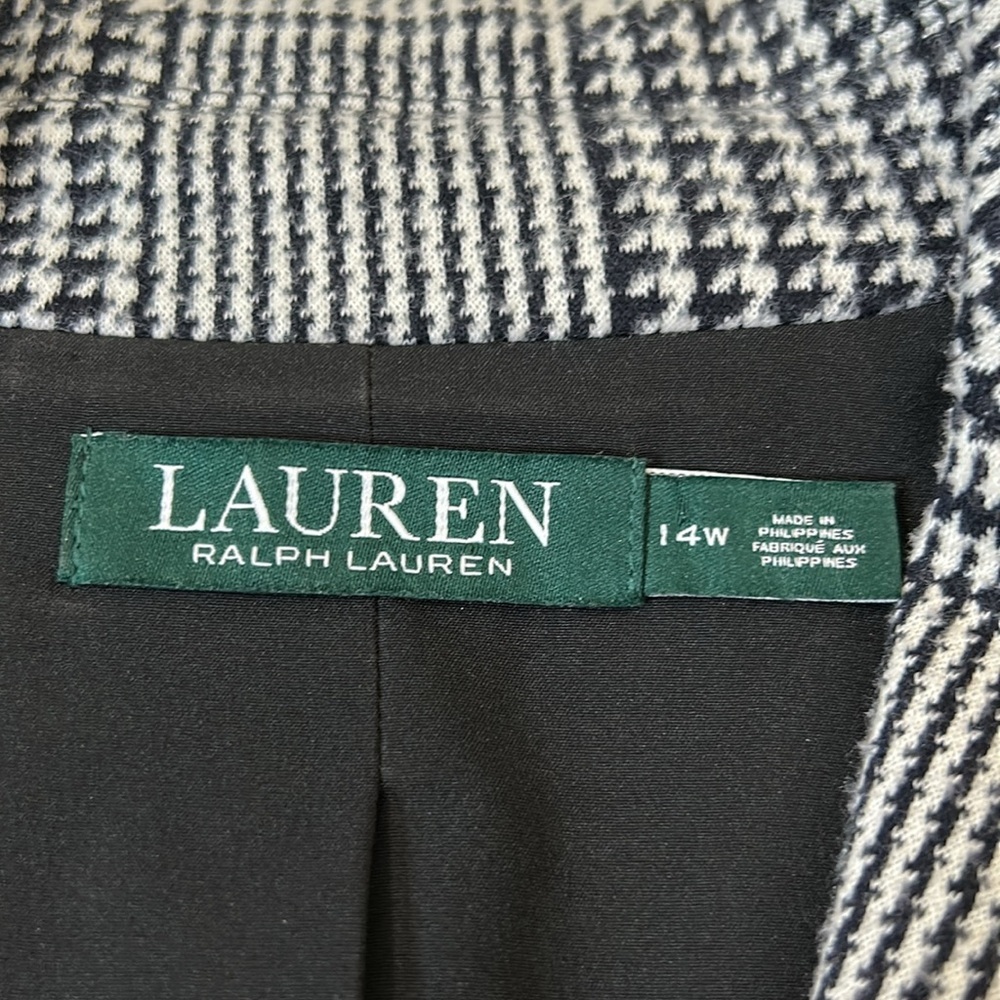 Lauren Ralph Lauren Women’s Houndstooth Heritage Print Blazer Jacket Sz 14w - Picture 9 of 14